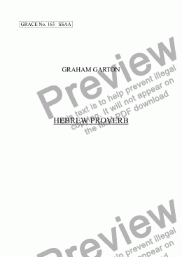 page one of GRACE - No.163 of 252 GARTON GRACES Mainly for  Female Voices but sometimes Mixed. ’HEBREW PROVERB’ for SSAA a cappella