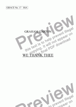 page one of GRACE - No.17 of 252 GARTON GRACES Mainly for  Female Voices but sometimes Mixed. ’WE THANK THEE’ for SSA a cappella