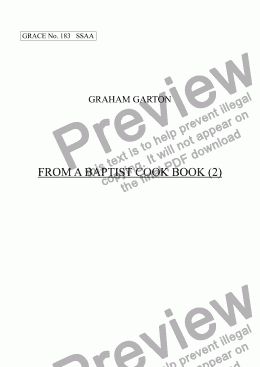 page one of GRACE - No.183 of 252 GARTON GRACES Mainly for  Female Voices but sometimes Mixed. 'FROM A BAPTIST COOKBOOK (2)' for SSAA a cappella