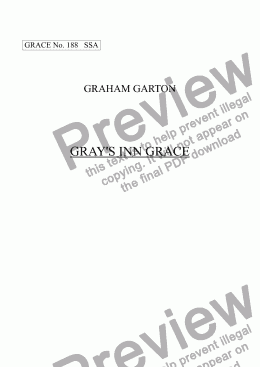 page one of GRACE - No.188 of 252 GARTON GRACES Mainly for  Female Voices but sometimes Mixed. 'GRAY’S INN GRACE' for SSA a cappella