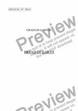 page one of GRACE - No.197 of 252 GARTON GRACES Mainly for  Female Voices but sometimes Mixed. ’ BREAD OF EARTH’ for SSAA a cappella