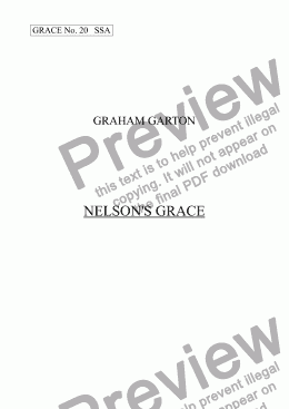 page one of GRACE - No.20 of 252 GARTON GRACES Mainly for  Female Voices but sometimes Mixed. 'NELSON’S GRACE' for SSAA a cappella