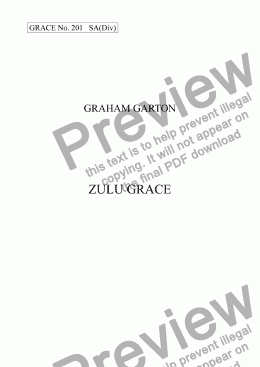 page one of GRACE - No.201 of 252 GARTON GRACES Mainly for  Female Voices but sometimes Mixed. 'ZULU GRACE' for SA(Div.)