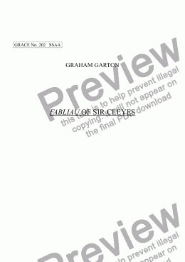page one of GRACE - No.202 of 252 GARTON GRACES Mainly for  Female Voices but sometimes Mixed. 'FABLIAU OF SIR CLEYES' for SSAA a cappella