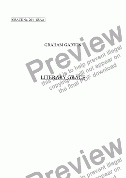 page one of GRACE - No.204 of 252 GARTON GRACES Mainly for  Female Voices but sometimes Mixed. 'LITERARY GRACE' for SSAA a cappella