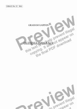 page one of GRACE - No.22 of 252 GARTON GRACES Mainly for  Female Voices but sometimes Mixed. 'OLD ENGLISH GRACE' for SSA a cappella