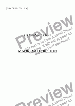 page one of GRACE - No.234 of 252 GARTON GRACES Mainly for  Female Voices but sometimes Mixed. 'MAORI VALEDICTION' for SA a cappella