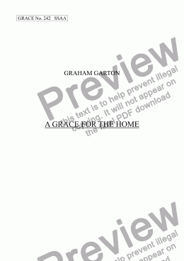 page one of GRACE - No.242 of 252 GARTON GRACES Mainly for  Female Voices but sometimes Mixed.A GRACE FOR THE HOME SSAA a cappella