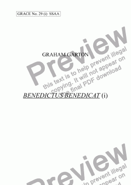 page one of GRACE - No.29i of 252 GARTON GRACES Mainly for  Female Voices but sometimes Mixed. BENEDICTUS BENEDICAT’ SSAA a cappella