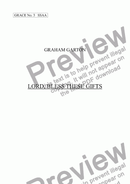 page one of GRACE - No.3 of 252 GARTON GRACES Mainly for  Female Voices but sometimes Mixed. 'LORD, BLESS THESE GIFTS' (Canon 4 in 1) for SSAA a cappella