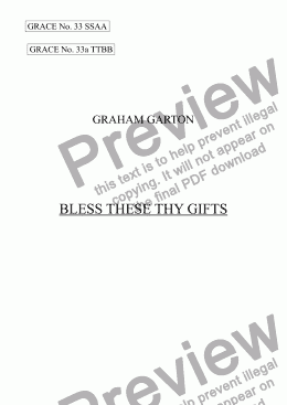 page one of GRACE - No.33 of 252 GARTON GRACES Mainly for  Female Voices but sometimes Mixed. ’BLESS THESE THY GIFTS’ for SSAA a cappella