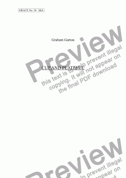 page one of GRACE - No.34 of 252 GARTON GRACES Mainly for  Female Voices but sometimes Mixed. 'CUP AND PLATEFUL' for SSA a cappella
