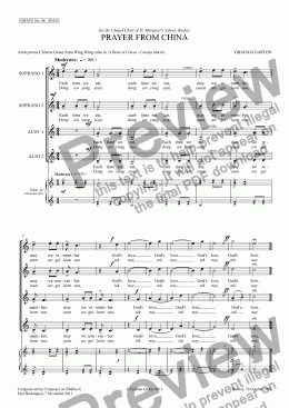 page one of GRACE - No.46 of 252 GARTON GRACES Mainly for  Female Voices but sometimes Mixed. ’PRAYER FROM CHINA’ Words in English and phonetic Cantonesefor SSAA a cappella