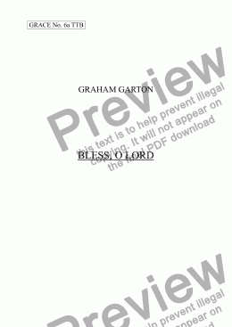 page one of GRACE - No.6a of 252 GARTON GRACES Mainly for  Female Voices but sometimes Mixed. BLESS, O LORD' for TTB a cappella