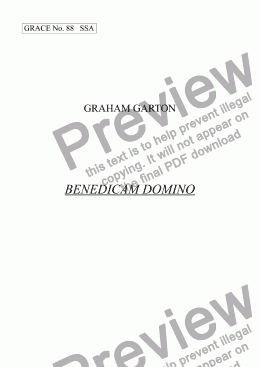 page one of GRACE - No.88 of 252 GARTON GRACES Mainly for  Female Voices but sometimes Mixed. ’BENEDICAM DOMINO’ for SSAA a cappella