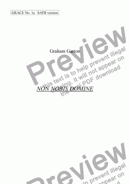 page one of GRACE - No.1a of 252 GARTON GRACES Mainly for  Female Voices but sometimes Mixed. ’NON NOBIS DOMINE’ Version for SATB a cappella