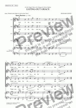 page one of GRACE - No.120 of 252 GARTON GRACES Mainly for  Female Voices but sometimes Mixed. 'EATING-OUT GRACE' SSAA a cappella