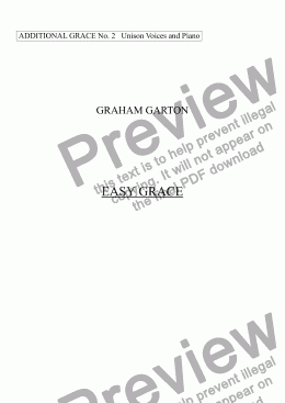 page one of GRACE - Additional GRACE No.2 to 246 GARTON GRACES Mainly for  Female Voices but sometimes Mixed. ’EASY GRACE’ for Unison Children’s Voices and Piano