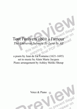 page one of Tout l’univers obéit à l’amour (A. Jacques / La Fontaine) - bilingual