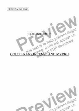 page one of GRACE - No.235 of 252 GARTON GRACES Mainly for  Female Voices but sometimes Mixed. 'GOLD, FRANKINCENSE AND MYRRH' SSAA a cappella