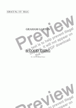 page one of GRACE - No.153 of 252 GARTON GRACES Mainly for  Female Voices but sometimes Mixed. A GOOD THING. SSAA a cappella