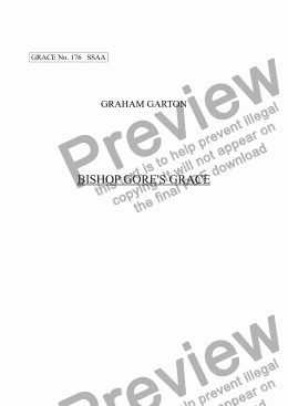 page one of GRACE - No.176 of 252 GARTON GRACES Mainly for  Female Voices but sometimes Mixed. 'BISHOP GORE’S GRACE' SSAA a cappella