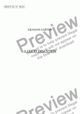 page one of GRACE - No.24 of 252 GARTON GRACES Mainly for  Female Voices but sometimes Mixed. ’A GOOD DIGESTION’ SSAA a cappella