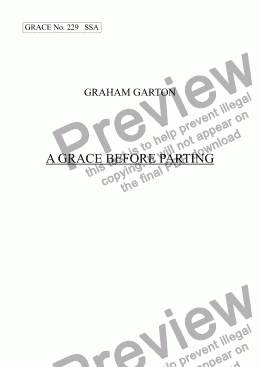 page one of GRACE - No.229 of 252 GARTON GRACES Mainly for  Female Voices but sometimes Mixed. 'A GRACE BEFORE PARTING' SSA a cappella