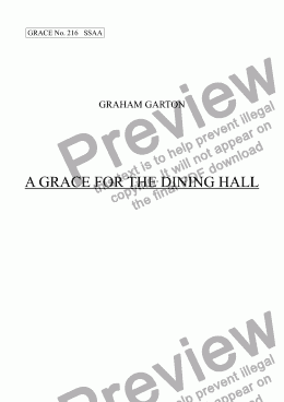 page one of GRACE - No.216 of 252 GARTON GRACES Mainly for  Female Voices but sometimes Mixed. 'A GRACE FOR THE DINING HALL' SSAA a cappella