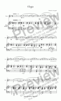 page one of Jacquet , Elegia for flute & harp or piano