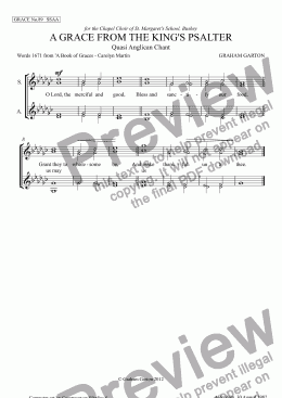 page one of GRACE - No.89 of 252 GARTON GRACES Mainly for  Female Voices but sometimes Mixed. 'A GRACE FROM THE KING’S PSALTER' SSAA a cappella