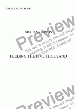 page one of GRACE - No.5b of 252 GARTON GRACES Mainly for  Female Voices but sometimes Mixed. 'FEEDING THE FIVE THOUSAND' for TTBarB a cappella