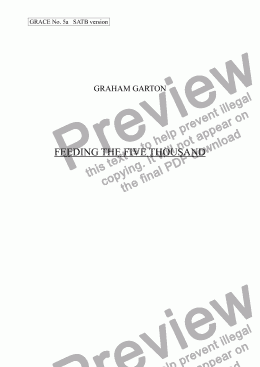 page one of GRACE - No.5a of 252 GARTON GRACES Mainly for  Female Voices but sometimes Mixed. 'FEEDING THE FIVE THOUSAND' Version for SATB a cappella