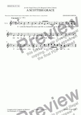 page one of GRACE - No.43 of 252 GARTON GRACES Mainly for  Female Voices but sometimes Mixed. 'A SCOTTISH GRACE' for SA a cappella