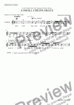 page one of GRACE - No.74 of 252 GARTON GRACES Mainly for  Female Voices but sometimes Mixed. 'A SMALL CHILD’S GRACE' for Unison Voices