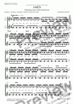 page one of GRACE - No.99 of 252 GARTON GRACES Mainly for  Female Voices but sometimes Mixed. 'AMEN - HUMMING GRACE' (’Humming grace whilst the breath lasts’) for SSAA a cappella