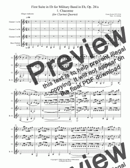 page one of Holst - Suite No. 1 in Eb Movements 1-3 (for Clarinet Quartet)