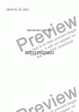 page one of GRACE - No.186 of 252 GARTON GRACES Mainly for  Female Voices but sometimes Mixed. ’EDENT PAUPERES’ Latin Grace for SSAA a cappella