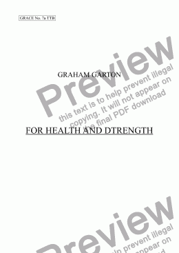 page one of GRACE - No.7 of 252 GARTON GRACES Mainly for  Female Voices but sometimes Mixed. 'FOR HEALTH AND STRENGTH' for SSA a cappella