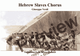 page one of Hebrew Slaves Chorus from Nabucco ("Va, pensiero" ) for Trombone (low brass) Quintet