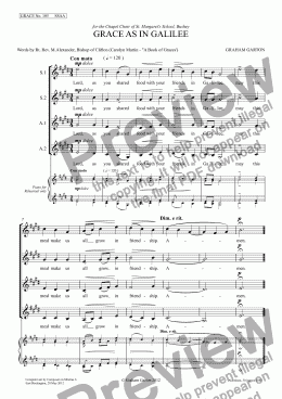 page one of GRACE - No.105 of 252 GARTON GRACES Mainly for  Female Voices but sometimes Mixed. GRACE AS IN GALILEE' for SSAA a cappella