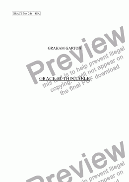page one of GRACE - No.246 of 252 GARTON GRACES Mainly for  Female Voices but sometimes Mixed. 'GRACE AT THIS TABLE' for SSA a cappella