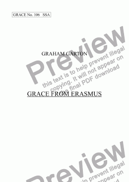 page one of GRACE - No.106 of 252 GARTON GRACES Mainly for  Female Voices but sometimes Mixed. 'GRACE FROM ERASMUS' for SSA a cappella