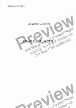 page one of GRACE - No.137 of 252 GARTON GRACES Mainly for  Female Voices but sometimes Mixed. 'GRACE FROM EXODUS' No.3 from Five Biblical Graces for SSAA a cappella