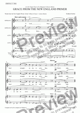 page one of GRACE - No.47 of 252 GARTON GRACES Mainly for  Female Voices but sometimes Mixed. 'GRACE FROM THE NEW ENGLAND PRIMER' for SSAA a cappella