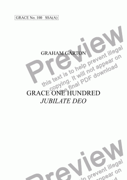 page one of GRACE - No.100 of 252 GARTON GRACES Mainly for  Female Voices but sometimes Mixed. 'GRACE ONE HUNDRED JUBILATE DEO' JBILATE DEO for SSA(A) a cappella