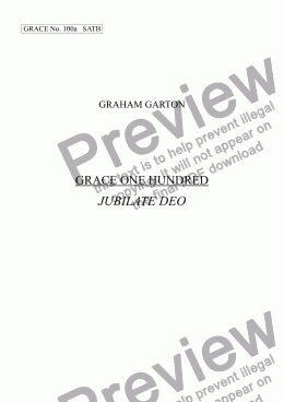 page one of GRACE - No.100a of 252 GARTON GRACES Mainly for  Female Voices but sometimes Mixed. 'GRACE ONE HUNDREDa' JUBILATE DEO Version for SATB a cappella