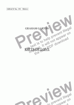 page one of GRACE - No.191 of 252 GARTON GRACES Mainly for  Female Voices but sometimes Mixed.'GIFTS OF LOVE' for SSAA a cappella