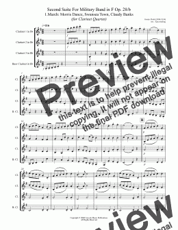 page one of Holst - Suite No. 2 in F Movements 1-4 (Clarinet Quartet)