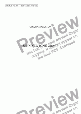 page one of GRACE - No.55 of 252 GARTON GRACES Mainly for  Female Voices but sometimes Mixed. 'JOHN NEWTON’S GRACE' Unison Voices+A.2 SSA Men ad lib. Organ